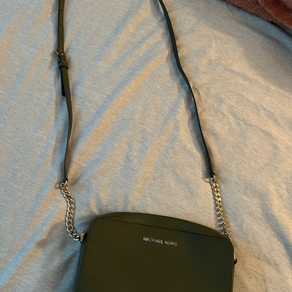 Michael Kors Green Crossbody Bag with Silver Chain